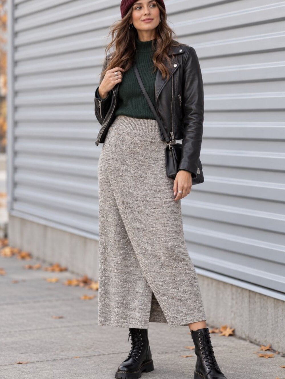 Anthropologie Moth NWT Marled Knit Wrap Midi Skirt Oatmeal Sweater Size M